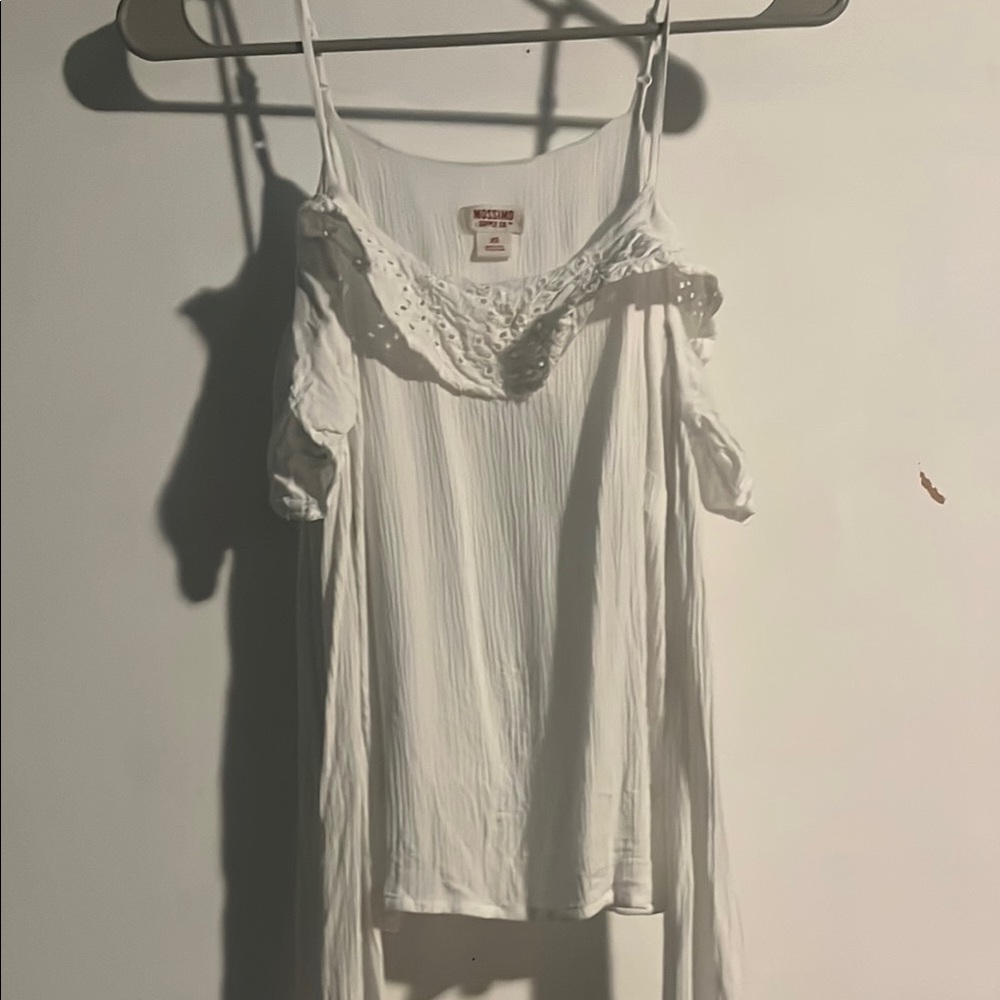 White Eyelet Trim Women's Top